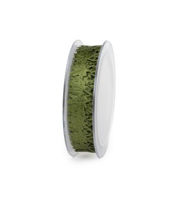 Lint 20mm/14m punched leaves Moss-green