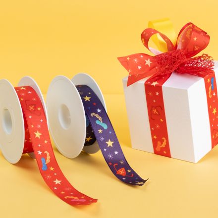 Lint Laitonné 25mm/50m Stars Red